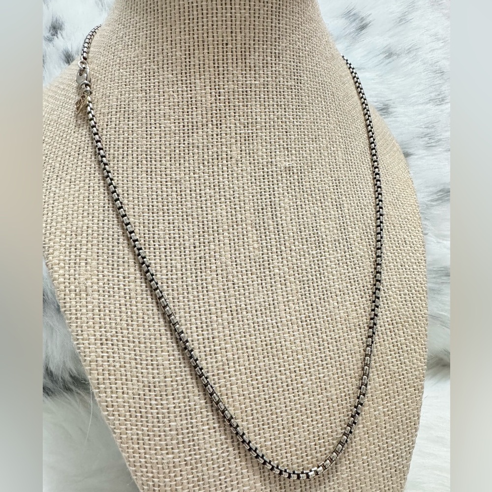 David Yurman .925 Box Chain Necklace w/14K Gold DY Tag 20” Length